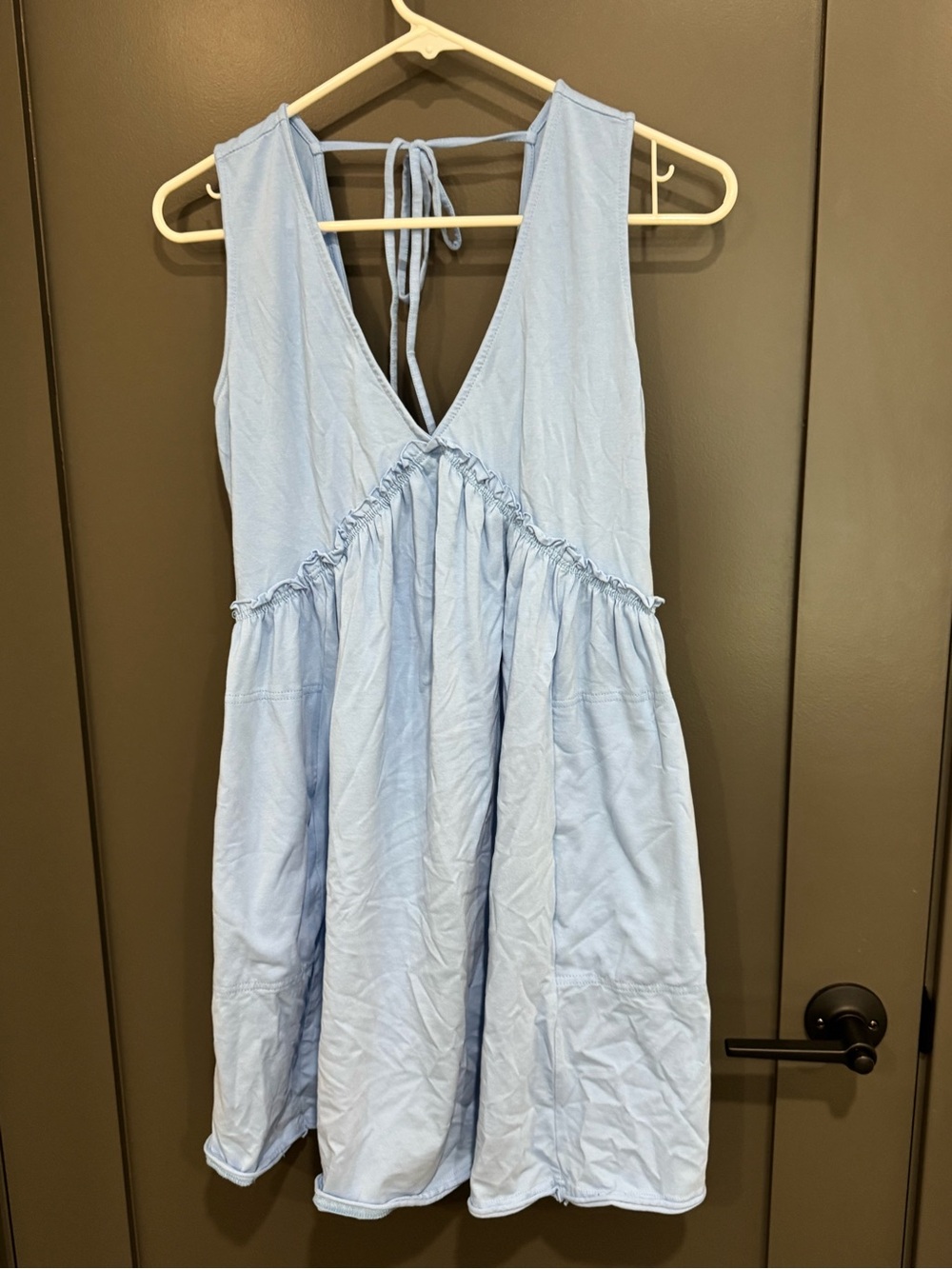 Backless Light Blue Tie-Back Sundress